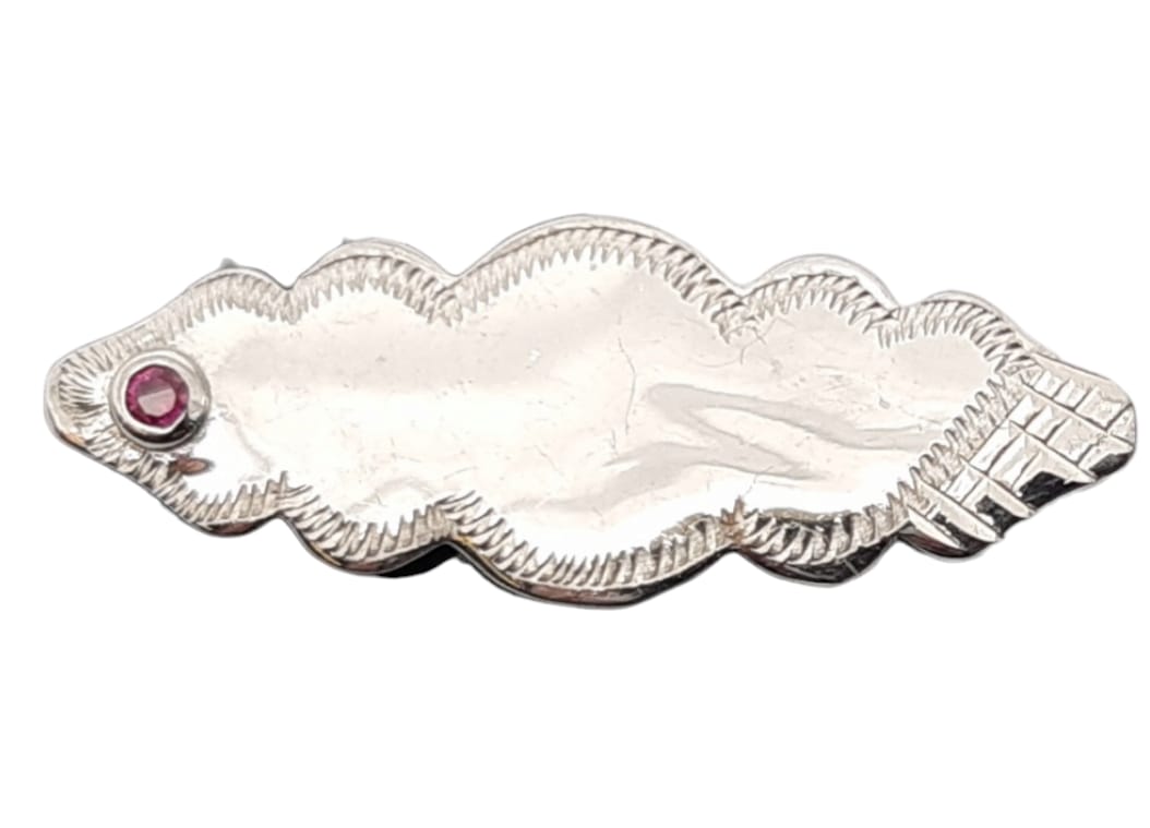Thick Baby brooch with ruby c.z stones 201