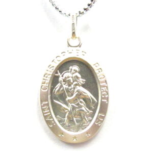 925 Sterling Silver oval Saint Christopher PSC-112