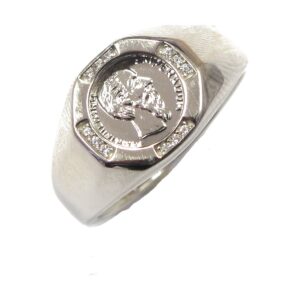 Men’s Silver Coin Ring with C.Z stone RM-158