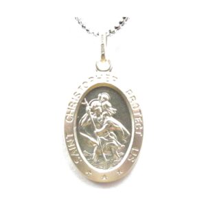 925 Sterling Silver oval Saint Christopher PSC-112