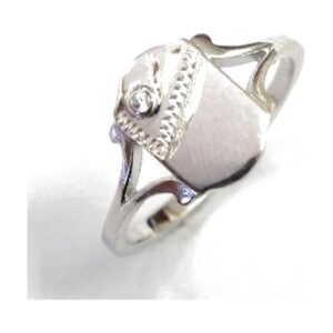 925 Sterling Silver Thick C.Z Baby Shield Signet Rings Available in Sizes D/F/H/J/L PNR-103
