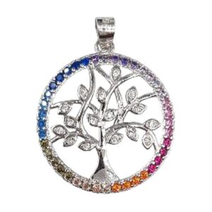 925 Sterling Silver Tree of Life Pendant 20MM Multicolour TOL-450/M