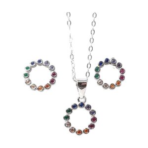 925 Sterling Silver Earrings & Pendant Set Available in white 7 Multicolour (With chain C E/P-607