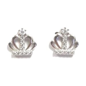 925 Sterling Silver 8MM Crown Earrings E-603