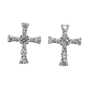 925 Sterling Silver 10MM Cross Earrings Full stones E-633