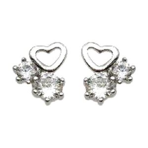 925 Sterling Silver 7.5MM Heart Earrings E-611