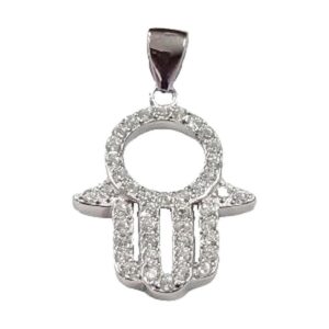 925 Sterling Silver Hamsa Hand Pendant W-16 X H-19 P-441