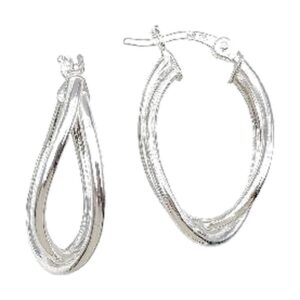 925 Sterling Silver Fancy Oval criss cross hoops 14 X 21 MM EHPF-140