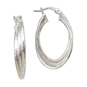 925 Sterling Silver Fancy Oval hoops 16 X 24 MM EHPF-141