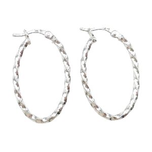 925 Sterling Silver Fancy twist Oval hoops 18 X 26 MM EHPF-142