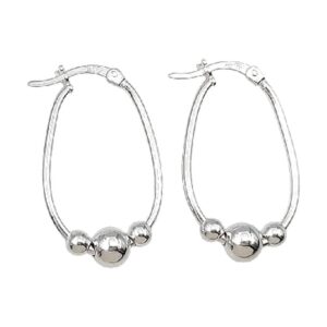 925 Sterling Silver Fancy oval hoops with balls 1.5 X 18 MM EHPF-145