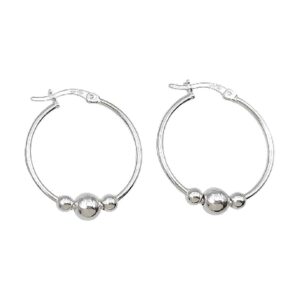 925 Sterling Silver Fancy round hoops with balls 1.5 X 25 MM EHPF-147