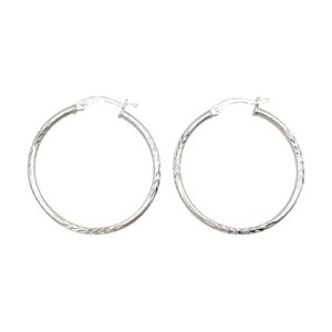 925 Sterling Silver Fancy round hoops with D/CUT 2 X 30 MM EHPF-149
