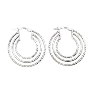 925 Sterling Silver Fancy round hoops with D/CUT 1.5 X 30 MM EHPF-150