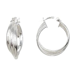 925 Sterling Silver Fancy round hoops 20MM EHPF-160