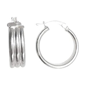 925 Sterling Silver Fancy round hoops 20M0 EHPF-161