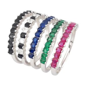 925 Sterling Silver Black,Emerald,pink,Sapphire Blue RCZ-1653/C