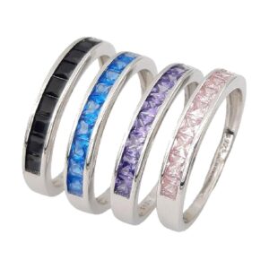 925 Sterling Silver Black,Sapphire blue,Purple,Pink RCZ-1655/C