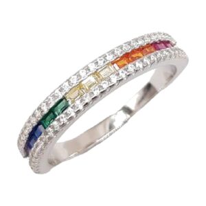 925 Sterling Silver Muliti-coloured/Emerald green/Ruby RCZ-1682