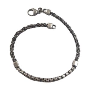 925 Sterling Silver Mens Fancy Oxidised Bracelet MFOB-105