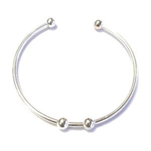 925 Sterling Silver Cuff Ball Bangle 2MM/55MM Balls 5MM CBB-104