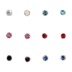 925 Sterling Silver Earrings Birth Stones EBS-101