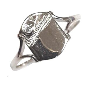 925 Sterling Silver Thick C.Z Medium Shield Signet Rings L/N/P/R PNR-107