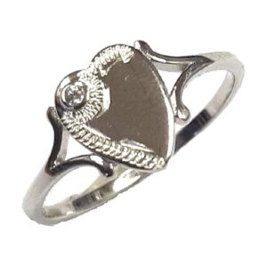 925 Sterling Silver Thick C.Z Medium Heart Signet Rings L/N/P/R PNR-108