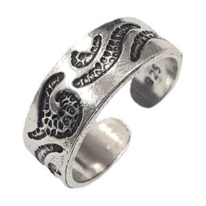 925 Sterling Silver Plain and Oxidized Toe Ring TR-12