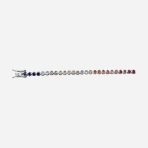 925 Sterling Silver RND-2.5MM Multicolour Tube Setting Tennis Bracelet TBR-44