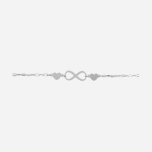 925 Sterling Silver Infinity+Heart Bracelet 16.5MM 17+3CM INF-214