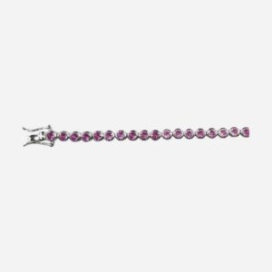 925 Sterling Silver RND-3MM Rose Ruby Tube Setting Tennis Bracelet TBR-45