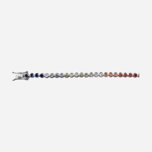 925 Sterling Silver RND-3MM Multicolour Tube Setting Tennis Bracelet TBR-46