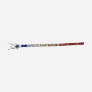 925 Sterling Silver 2.5MM Round Multicolour C.Z Tennis Bracelet TBRCMC-2.5MM