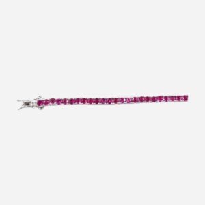 925 Sterling Silver 2.5MM Round Ruby C.Z Tennis Bracelet TBRCR-2.5MM