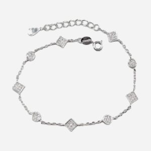 925 Sterling Silver Charm Bracelet (C.Z) 17+3CM CHBR-511