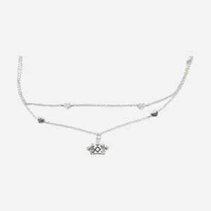 925 Sterling Silver Charm Bracelet (Hearts with crown) 17+3CM CHBR-517