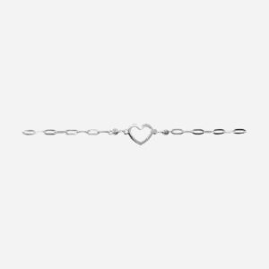 925 Sterling Silver Charm Bracelet (Paperclip Heart) 17+3CM CHBR-537