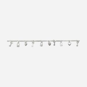 925 Sterling Silver Charm Bracelet (Hearts,lock,key) 17+3CM CHBR-544