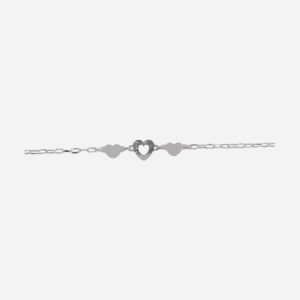925 Sterling Silver Charm Bracelet (Hearts) 17+3CM CHBR-601