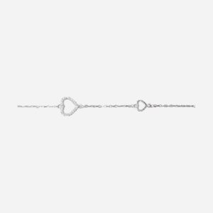 925 Sterling Silver Charm Bracelet (Heart) 12MM 17+3CM CHBR-701