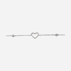 925 Sterling Silver Charm Bracelet (Heart) 10MM 17+3CM CHBR-710