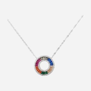 925 Sterling Silver B/W Pendant Necklace(CIRCLE OF LIFE) 18MM 45+5CM NPC-144